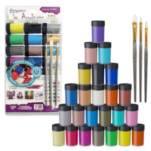 سيت ألوان أكرليك مع ثلاث فرش رسم