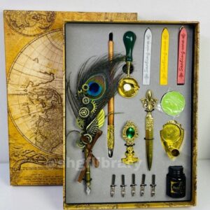 سيت اقلام حبر ريشة كلاسيكية مع ختم شمع أنيق